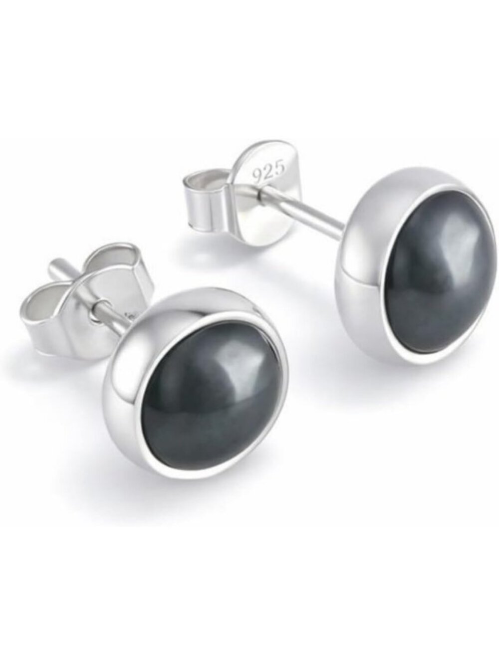 Handmade 925 Sterling Silver Round Gemstone Stud Earrings for Men & Women